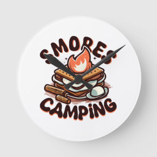 S'mores-Camping Runde Wanduhr
