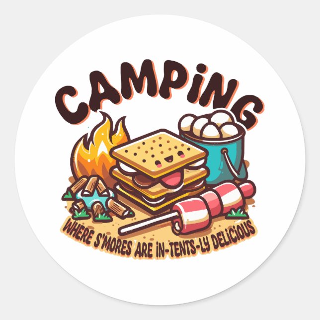 S'mores-Camping Runder Aufkleber (Vorderseite)