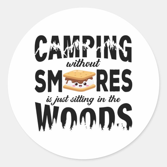 Smores Camping Zelte Außenfeuer Runder Aufkleber (Vorderseite)