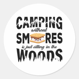 Smores Camping Zelte Außenfeuer Runder Aufkleber