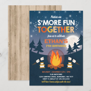 S'mores Geburtstags-Einladung S'mores Feuer-Party Einladung