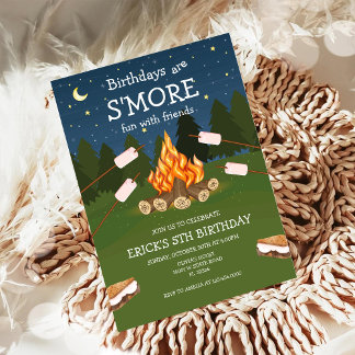 S'mores Geburtstagsfeier S'mores Camping Geburtsta Einladung