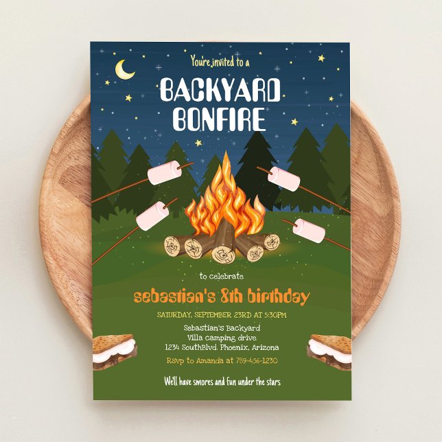 S'mores Hinterhof-Camping-Lagerfeuer-Geburtstag Einladung (Von Creator hochgeladen)