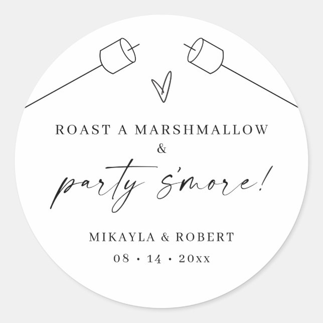S'mores Kit Gefallen Labels Hochzeitsfeier Geschen Runder Aufkleber (Vorderseite)