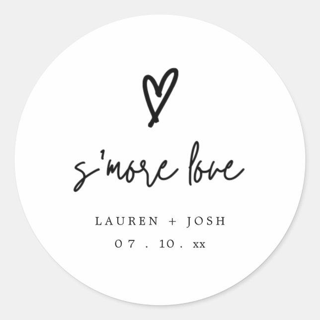 S'mores Labels für Hochzeit/Brautparty Runder Aufkleber (Vorderseite)