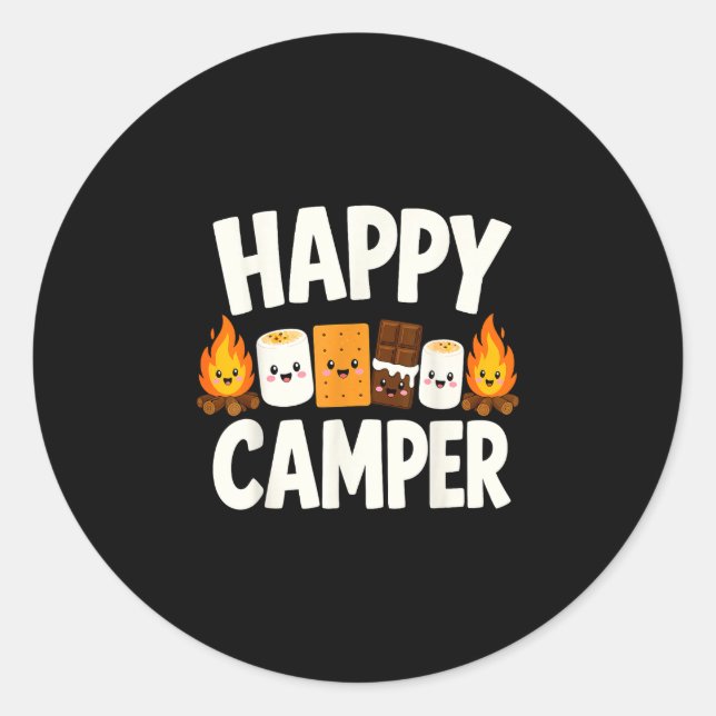 S'mores Lagerfeuer Camping  Runder Aufkleber (Vorderseite)