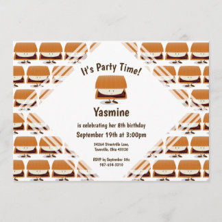 S'mores Muster Cartoon Kindergeburtstag Einladung