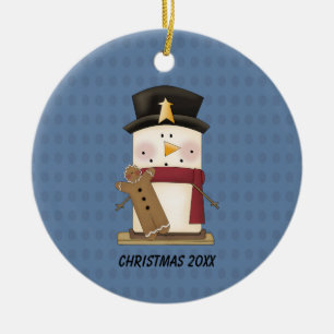 S'mores Schneemann mit GingerbreadChristmas Keramikornament