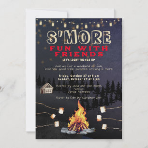S'mores-Spaß beim Lagerfeuer im Hinterhof Friendsg Einladung
