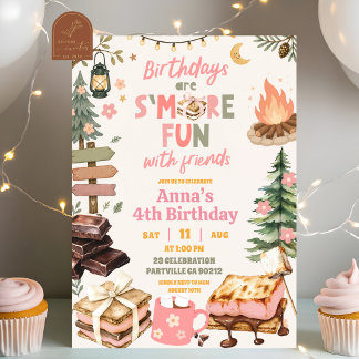 S'mores Spaß mit Freunden Mädchen Geburtstag Einladung