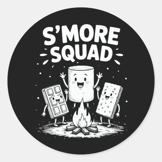S'mores Squad Camping Campfire Cute Marshmallow Runder Aufkleber (Vorderseite)