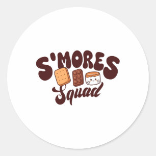 S'mores Squad Camping Lagerfeuer Schokolade Marshm Runder Aufkleber