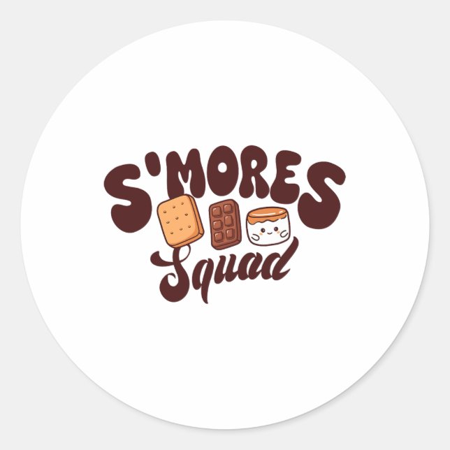 S'mores Squad Camping Lagerfeuer Schokolade Marshm Runder Aufkleber (Vorderseite)