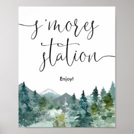 S'mores Station raucht Bar rustikale Berge Poster