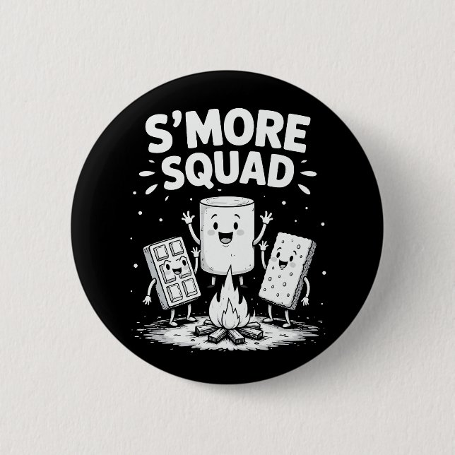 S'mores-Truppe Camping Lagerfeuer Süße Marshmallow Button (Vorderseite)
