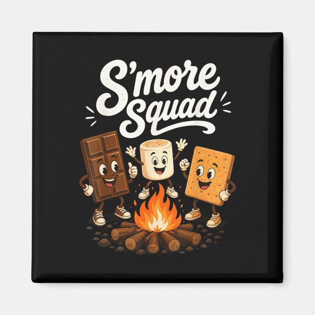 S'mores-Truppe lustiger Marshmallow-Lagerfeuer  Magnet (Vorne)