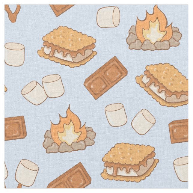 S'mores Vintage-Camping Marshmallow Lagerfeuer Cam Stoff (Nahaufnahme)