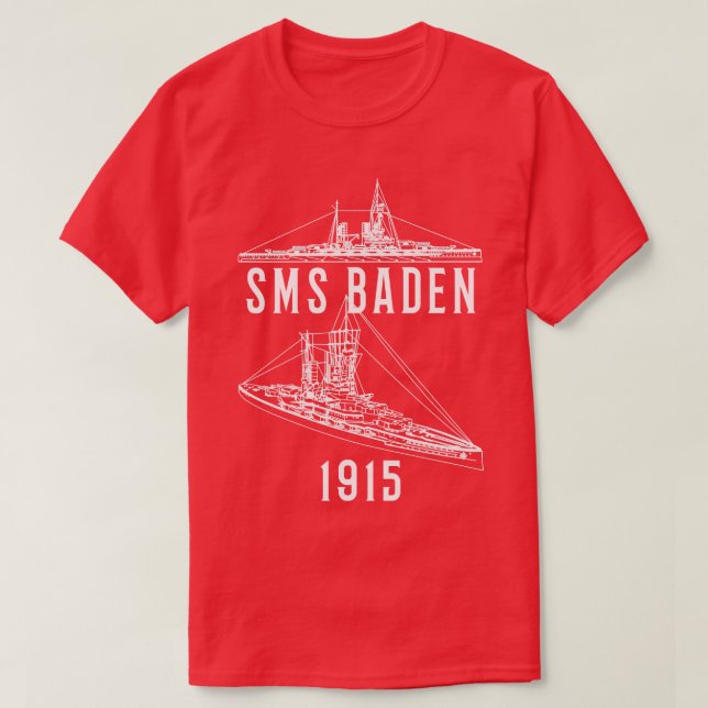 SMS Baden German 1915 WW1 Battleship Blueprint Dia T-Shirt (Design vorne)