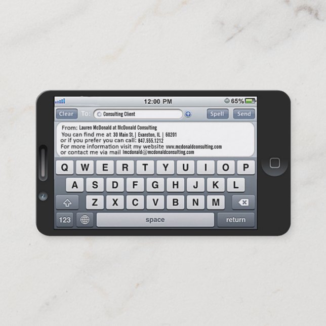 sms iPhone Template Visitenkarte (Vorderseite)