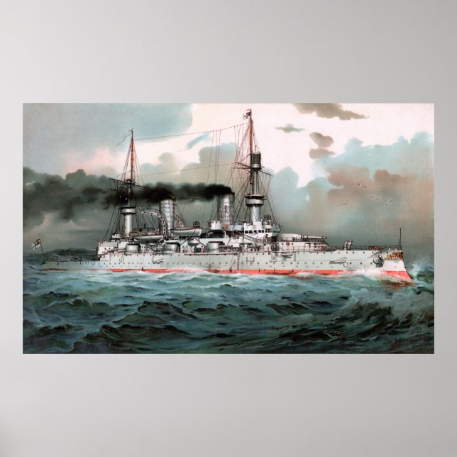SMS Kaiser Wilhelm II 52,5"x32" Poster (Vorne)