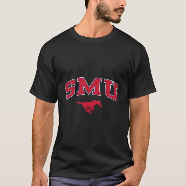 SMU Mustangs Arch über schwarz mit amtlich zugelas T-Shirt (Vorderseite)