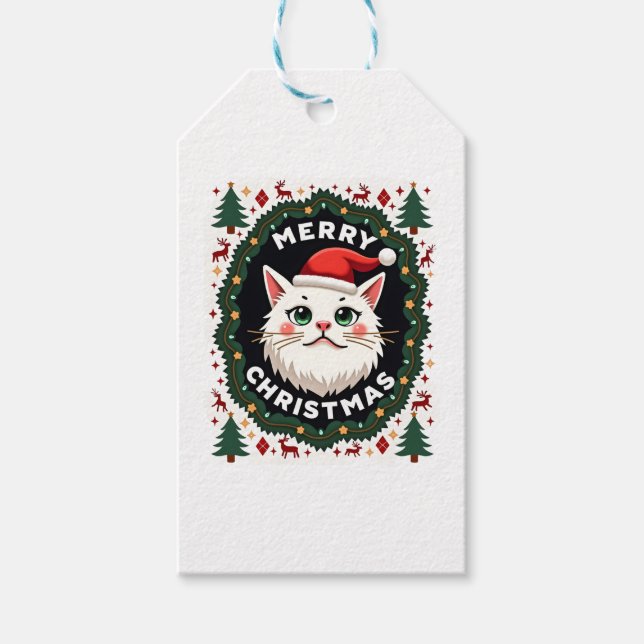 Smudge Katze hässlicher Weihnachtspullover  (1) Geschenkanhänger (Vorderseite)