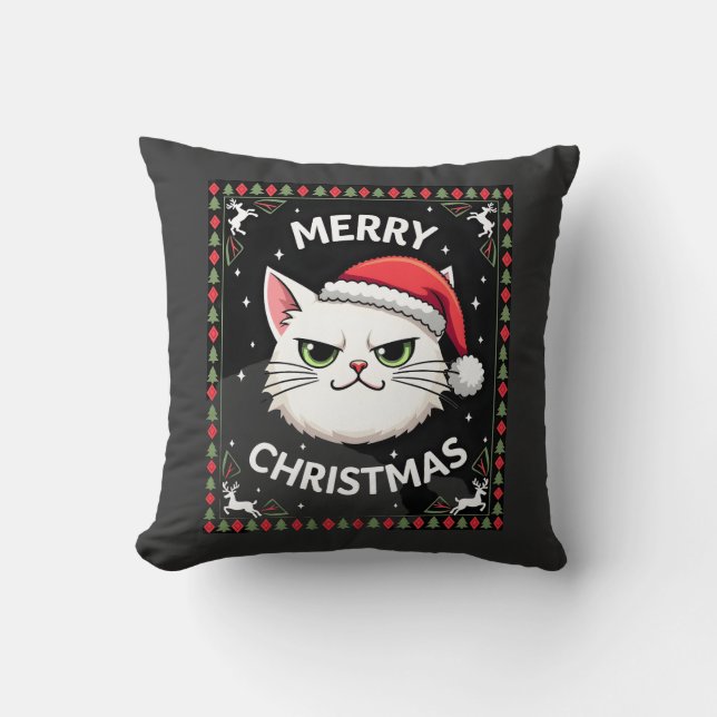 Smudge Katze hässlicher Weihnachtspullover  (1) Kissen (Vorderseite)
