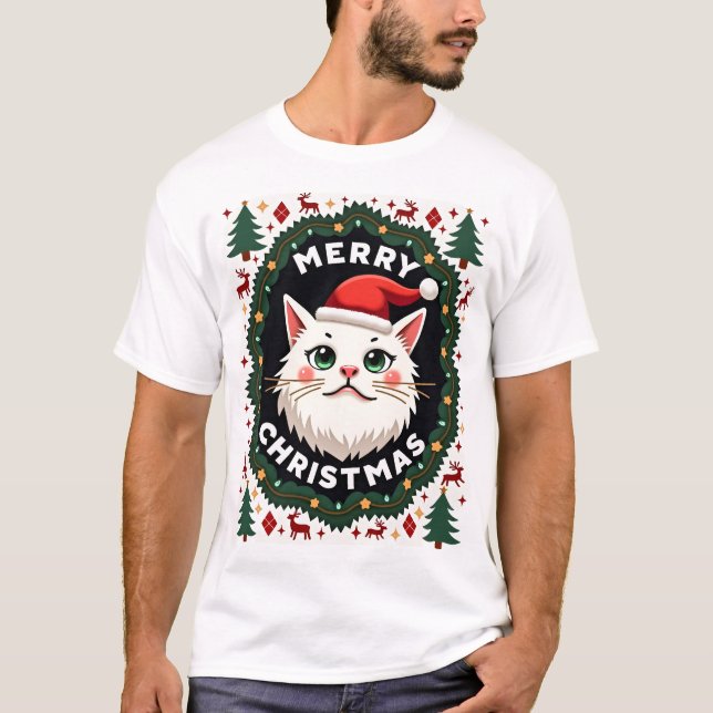 Smudge-Katze hässlicher Weihnachtspullover  (1) T-Shirt (Vorderseite)