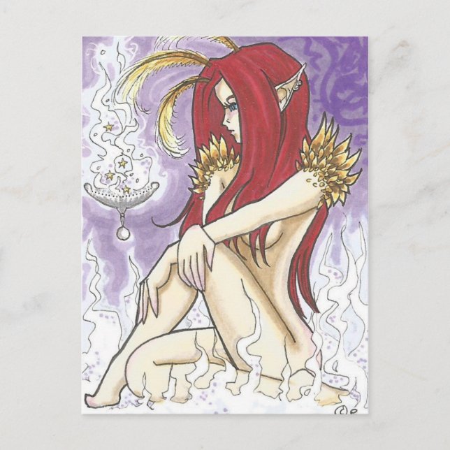 Smudge SIgnals Cartoon Fantasy Hexe Postkarte (Vorderseite)
