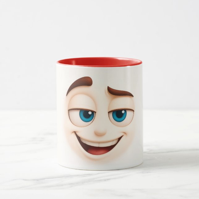 Smug blue eyed grin – cheeky big mood face tasse (Zentrum)