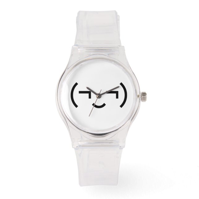 Smug Emoticon (EUR ‿) Japanischer Kaomoji Armbanduhr (Vorderseite)
