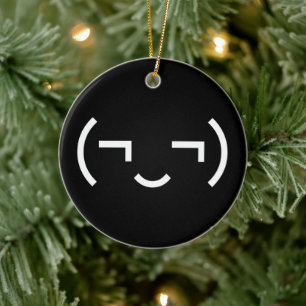 Smug Emoticon (EUR ‿) Japanischer Kaomoji Keramik Ornament