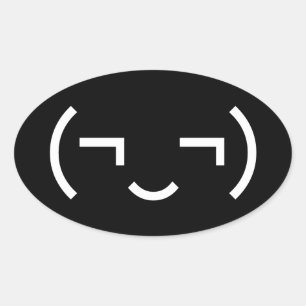 Smug Emoticon (EUR ‿) Japanischer Kaomoji Ovaler Aufkleber