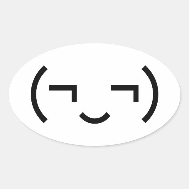 Smug Emoticon (EUR ‿) Japanischer Kaomoji Ovaler Aufkleber (Vorderseite)