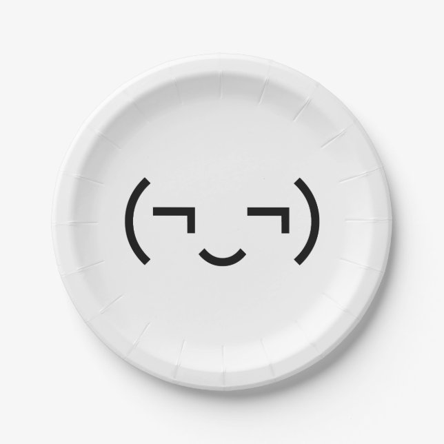 Smug Emoticon (EUR ‿) Japanischer Kaomoji Pappteller (Vorderseite)
