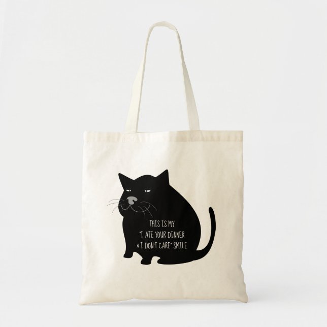 Smug Fat Black Cat Funny Quote Tragetasche (Vorne)