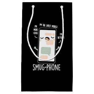 Smug Phone Funny Handy Pub Dark BG Kleine Geschenktüte