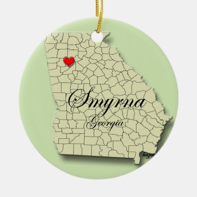 Smyrna Georgia, Smyrna Weihnachtsschmuck, Smyrna Keramikornament (Vorne)