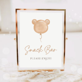 Snack Bar Food Teddy Bear Balloon Birthday  Poster