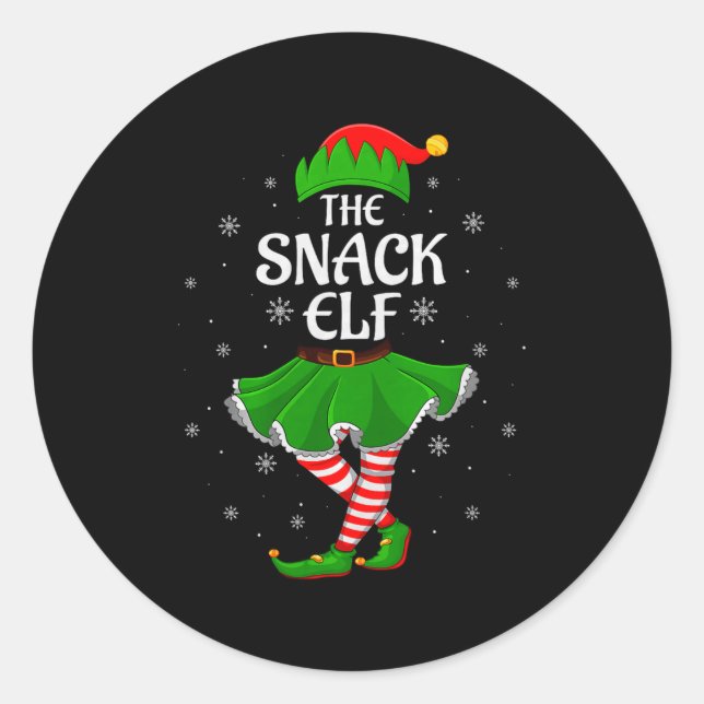 Snack Elf Christmas Family Girls Women Elf Squad X Runder Aufkleber (Vorderseite)