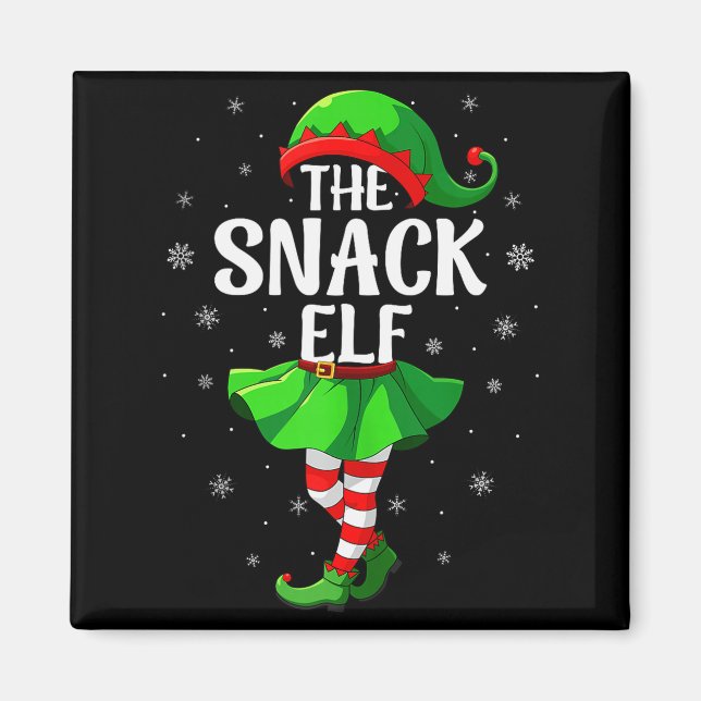 Snack Elf Christmas Girls Women Elf Squad Xmas Fam Magnet (Vorne)