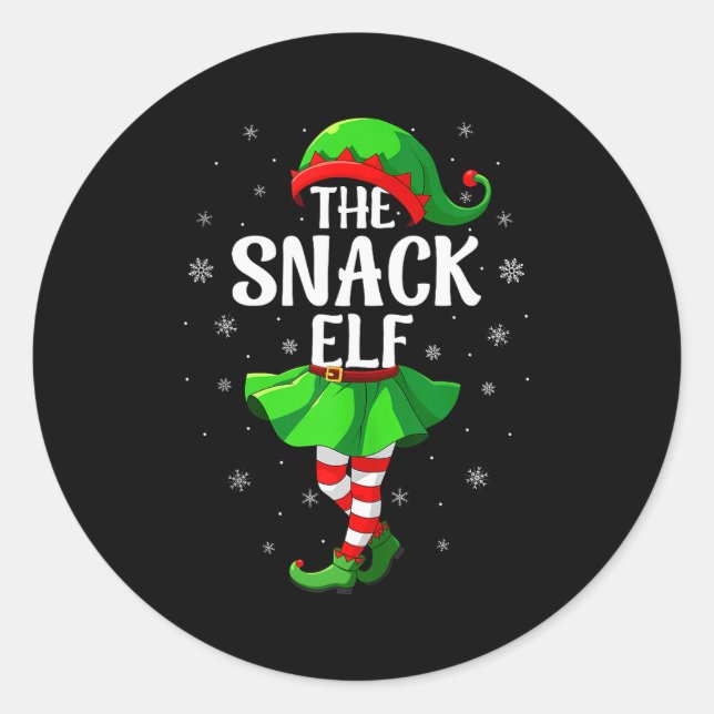 Snack Elf Christmas Girls Women Elf Squad Xmas Fam Runder Aufkleber (Vorderseite)