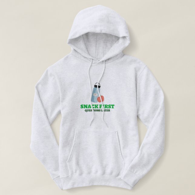 Snack Erste Fragen Später Schulessen Pause Hoodie (Design vorne)