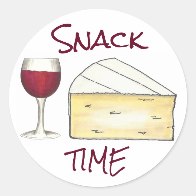 Snack Time Red Merlot Wine + Brie Cheese Sticker (Vorderseite)