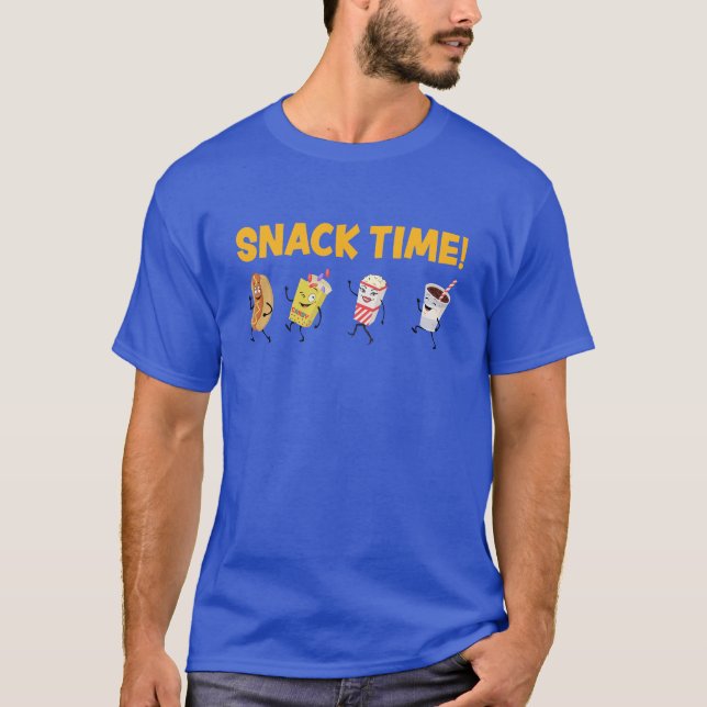 Snack Time! Retro Candy Popcorn T-Shirt (Vorderseite)