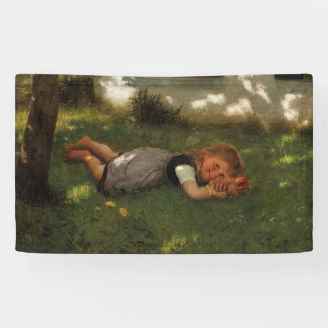 Snack Time (süßes junges Mädchen, das auf dem Gras Banner (Horizontal)