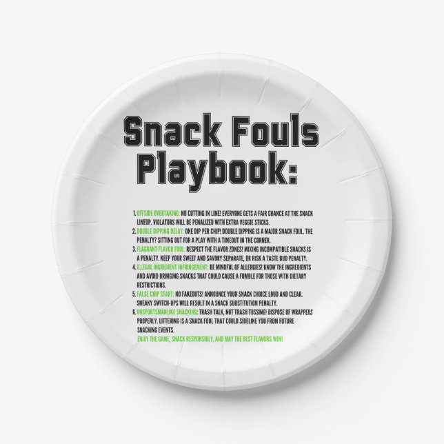 Snack-Verstöße-Playbook Pappteller (Vorderseite)