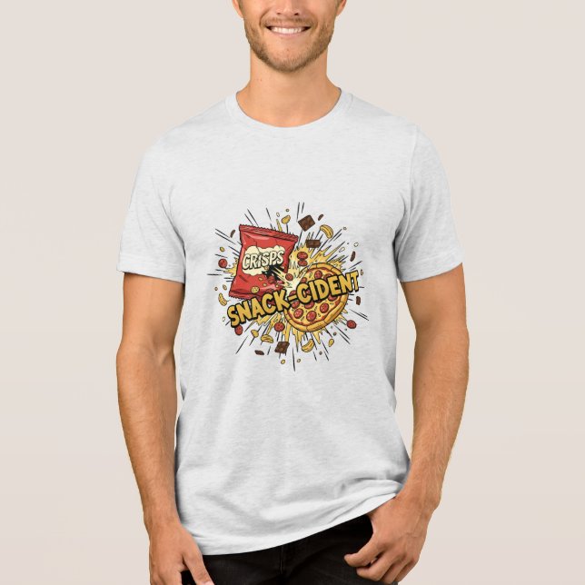 Snack-Zwischenfall – Chaotischer Snack-Essen-Crash Tri-Blend Shirt (Vorderseite)