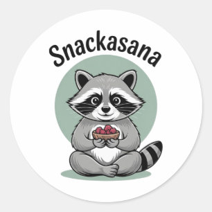 Snackasana Waschbär Lustige Yoga-Meditation Süße A Runder Aufkleber