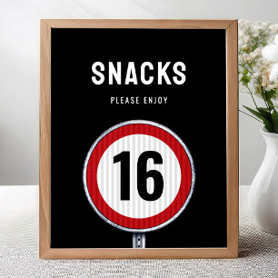 Snacks 16. Geburtstag Geschwindigkeitsbegrenzung  Poster